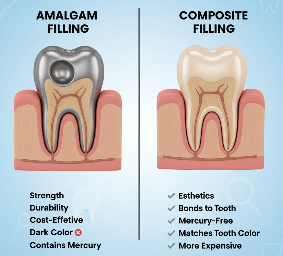 Amalgam Filling vs Composite Filling 32 Smile Design – 32 Smile Design